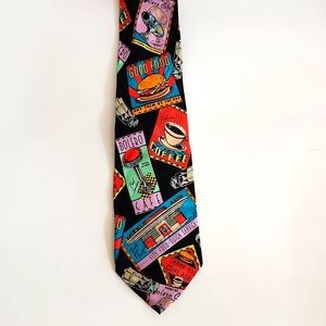 SILK Retro Coffee Shop Diner Bolero Tie Necktie Bold Fun Artsy Father's day